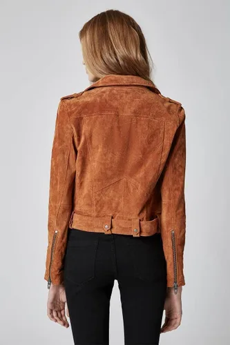 Vista 2 de BLANKNYC womens Luxury Clothing Cropped Suede Leather Motorcycle Jacket