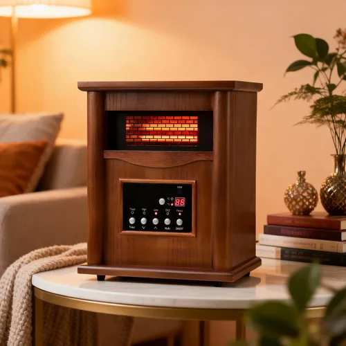 Vista 3 de Nordic Hygge Calentador de espacio portátil, calentador infrarrojo eléctrico de 1500 W para uso en interiores, sala de estar, dormitorio, oficina