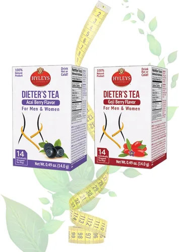 Vista 4 de Hyleys Dieter's Tea con sabor a bayas de acai – 14 bolsas de té – Té adelgazante para adelgazar y limpiar desintoxicante