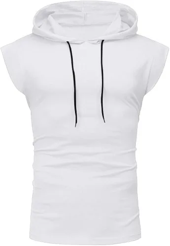 Vista 4 de Camiseta sin mangas para hombre, con capucha, para culturismo, corte muscular, sin mangas, para entrenamiento, gimnasio, entrenamiento