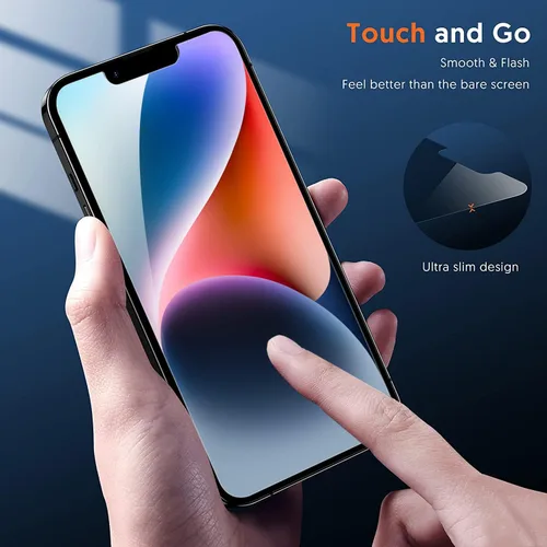 Vista 6 de Fotbor Compatible con 2 protectores de pantalla de privacidad para iPhone 14 Plus + 2 protectores de lente de cámara, vidrio templado inastillable