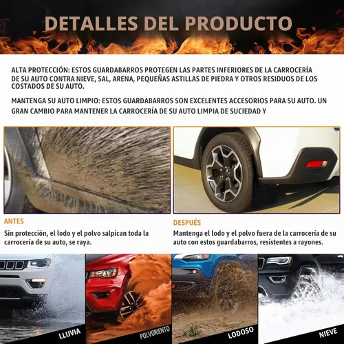 Vista 4 de x xotic tech 4 unidades de aletas de barro delanteras y traseras, protectores contra salpicaduras, guardabarros, universales, para coche SUV (negro)