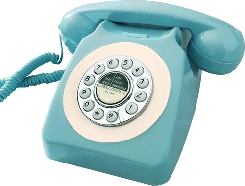Vista 8 de Teléfono retro, con cable clásico antiguo teléfono fijo para el hogar/oficina, con cable francés azul antiguo rotativo regalo para decoración de arte
