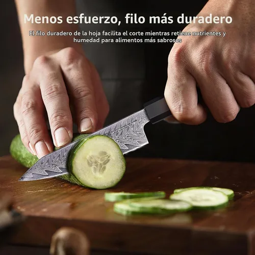 Vista 5 de FINDKING Cuchillo de pelar de damasco de 5 pulgadas, hoja compacta y versátil para cortar frutas y cocinas pequeñas, cuchillo de emparejamiento