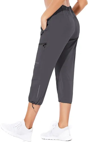 Vista 7 de BALEAF Women's Hiking Cargo Capris Outdoor Lightweight Water Resistant Pants UPF 50 Zipper Pockets