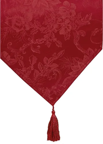 Vista 23 de Elrene Home Fashions Poinsettia Elegance - Camino de mesa de vacaciones jacquard, 13 x 70 pulgadas, dorado