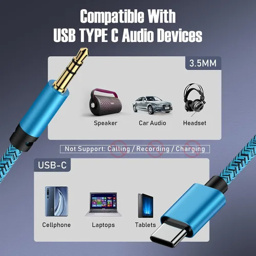 Vista 5 de Samsung Galaxy S25 Ultra Tipo C Cable auxiliar USB C a 0.138 in de audio Android Cable conector auxiliar S25 FE tipo C adaptador a cable estéreo