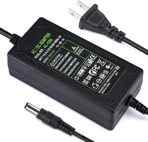 Vista 3 de Adaptador de corriente CC 12V 3A, enchufe estadounidense, cable de alimentación de 4.6 pies, transformadores de 36 vatios CA 100-240V a CC 12