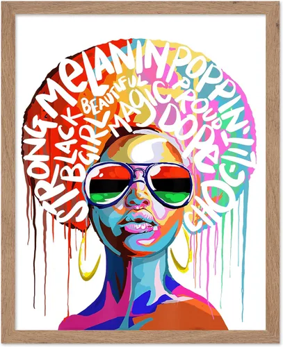 Vista 45 de Poster Master Póster motivacional vintage, impresión inspiradora retro, regalo para chica afro, amiga, reina negra, mujer afroamericana
