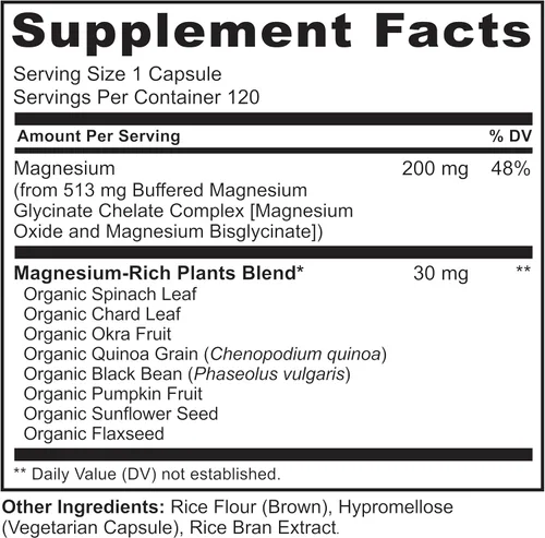Vista 3 de NATURELO Complejo Quelado de Glicinato de Magnesio - 200 mg de magnesio con vegetales orgánicos para apoyar el sueño, la calma, los calambres