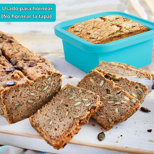 Vista 5 de Bandeja de silicona para congelador de 2 tazas con tapa, paquete de 2 recipientes de congelación de alimentos de porciones grandes para sopa, caldo