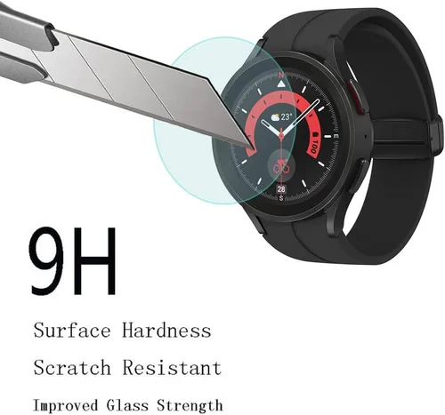 Vista 6 de SHUAXI - Protector de pantalla (3+2 unidades) compatible con Samsung Galaxy Watch 5 Pro de 1.772 pulgadas, película de vidrio templado