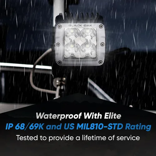 Vista 3 de Black Oak Luz LED Pro Series 3.0 Marine POD de 2 pulgadas: inundación 40W XM-L2 (1 paquete), incluye soportes y arnés de cableado, iluminación