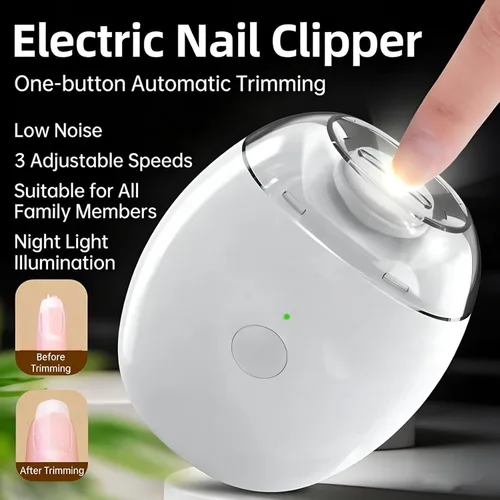 Vista 2 de 2 piezas de molinillo de uñas automático universal, portátil, 3 en 1, con luz LED y 3 velocidades, cortador de uñas automático silencioso