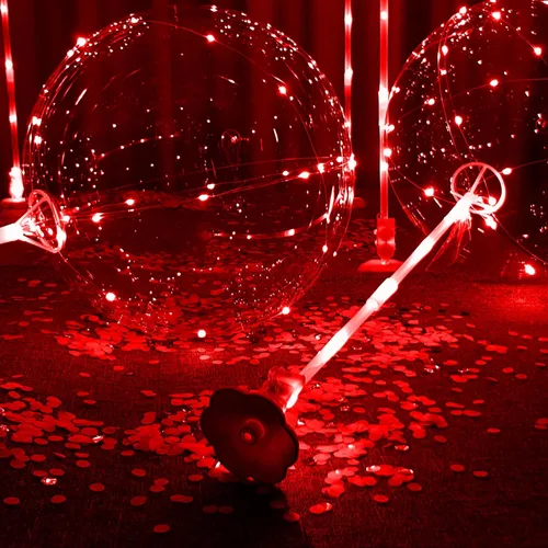 Vista 9 de Lightsfever 6 globos con luz LED con palos, centros de mesa para fiesta Azul
