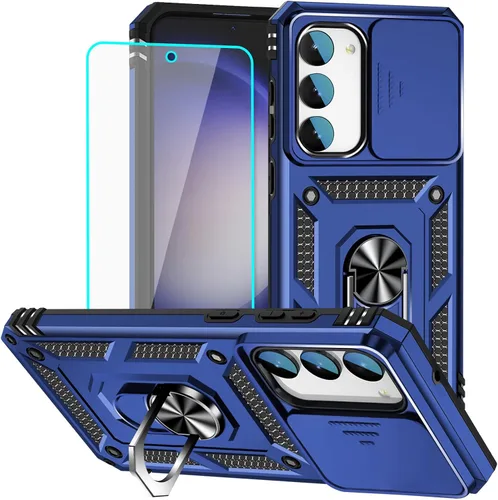 Vista 35 de HNHYGETE Funda para Samsung A13 5G, Galaxy A13 5G con protector de pantalla, soporte giratorio de grado militar de 360° (resistente), fundas Negro