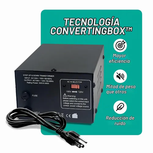 Vista 4 de LiteFuze Convertidor de Voltaje Transformador de 500W para Japón – Elevador/Reductor 100V a 120V / 120V a 100V – Convertidor de Energía de Servicio
