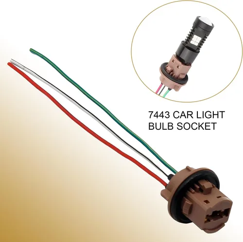 Vista 5 de Pack-2 Automotive 7443 Portabombillas de Luz de Freno, Conector de Arnés con Socket Pigtail, Adaptador Hembra de Plástico con Aislamiento