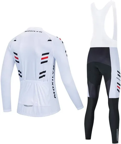 Vista 2 de Conjunto de camiseta de ciclismo para hombre, de manga larga, con almohadilla de gel 20D