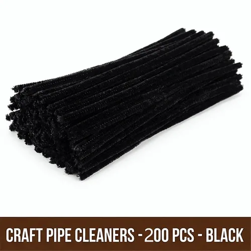 Vista 2 de Limpiadores de pipas negros con ojos ondulantes (paquete de 300) tallos de felpilla para decoración de manualidades y manualidades creativas