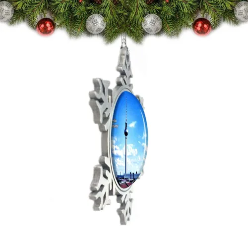 Vista 2 de Alemania TV Tower Berlín Adorno de Navidad Decoración Árbol Cristal Metal Recuerdo Regalo