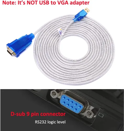 Vista 2 de DTECH Cable adaptador USB a serie con puerto macho RS232 DB9 chipset FTDI compatible con Windows 10 8 7 y Mac Linux - 4 pies