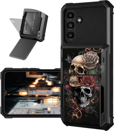 Vista 13 de Funda tipo cartera para Samsung Galaxy A54 5G con ranura para tarjetero, funda con tapa híbrida de doble capa, resistente, a prueba de golpes, funda