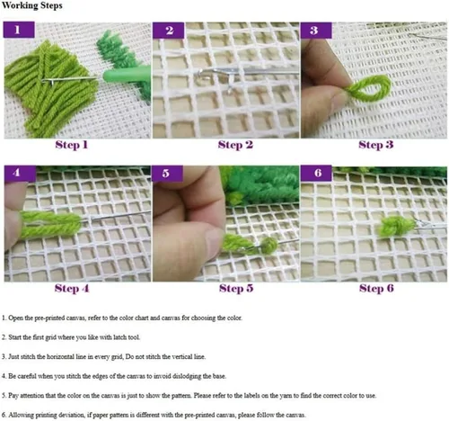 Vista 6 de Kits de gancho de hilo para bordar alfombras, 10 paquetes de hilo hecho a mano para bricolaje, varios patrones, bordado, funda de almohada y fundas