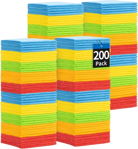Vista 13 de Toallas de microfibra para automóviles, paquete de 24 paños de limpieza de microfibra, toallas de limpieza de 11.5 x 11.5 pulgadas, absorbentes a