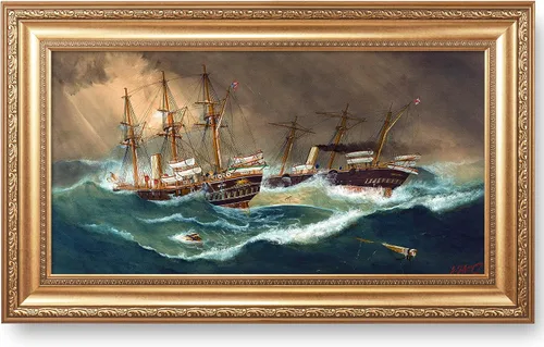 Vista 22 de A&T ARTWORK A Brisk Breeze por Willem van de velde Reproducciones de pintura de velero, impresiones en lienzo giclée para decoración del hogar, 20 x