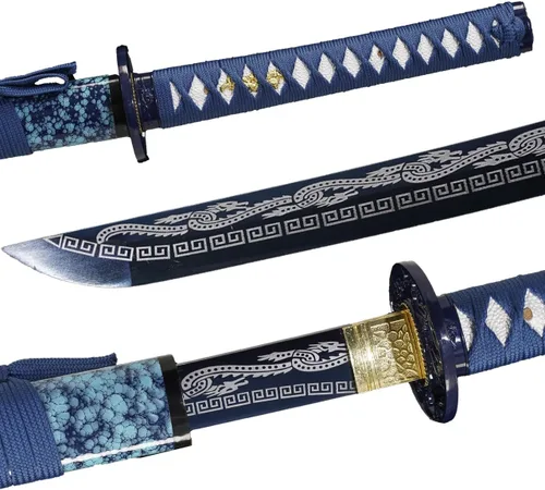 Vista 2 de 1045/1060 acero de alto carbono forjado a mano tradicional, espada katana templada térmicamente, espadas samurai japonesas, espadas completas