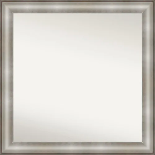 Vista 383 de Amanti Art Espejo de baño plateado para sobre el fregadero, 28 x 37 pulgadas, elegante espejo rectangular de peltre cepillado, marco de madera