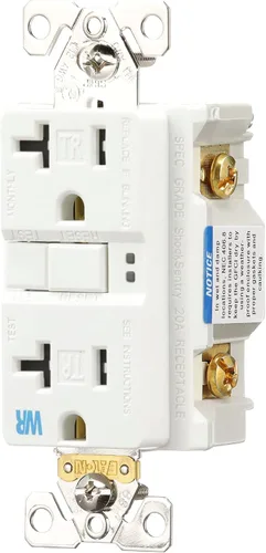Vista 2 de Eaton TWRSGF20W GFCI - Receptáculo dúplex resistente a manipulaciones y a la intemperie, 20 A -125 V, con placa de pared de tamaño estándar