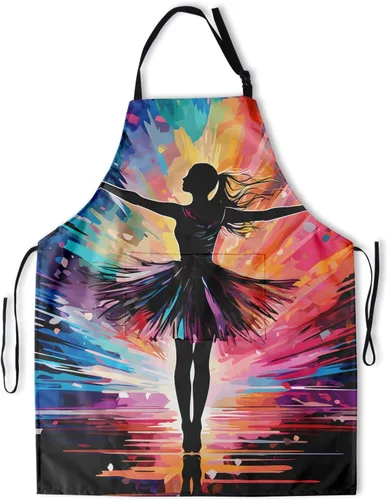 Vista 24 de Delantal impreso delantales de pintura de poliéster con bolsillo para cocinar cocina a la parrilla adultos