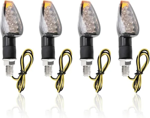 Vista 8 de 4 piezas de intermitentes para motocicleta, intermitentes delanteros y traseros de 14 LED con lámpara ámbar genial, luz de señal para motocicleta