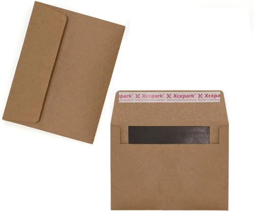 Vista 7 de Xxcxpark 100 unidades de sobres de invitación imprimibles A6 4.75x6.5 pulgadas, sobres autoadhesivos de 120GSM de papel kraft marrón