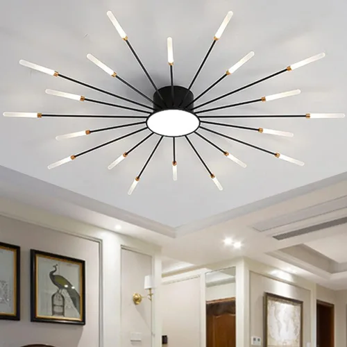 Vista 10 de Lámpara de techo LED regulable de 32 pulgadas, 12 luces de techo, lámpara de techo empotrada, iluminación de interior dorada para sala de estar, 12