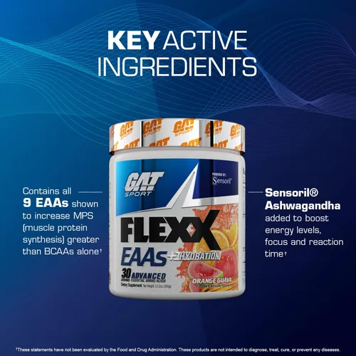 Vista 5 de GAT SPORT Flexx EAA + Hydration, aminoácidos esenciales avanzados, 30 porciones (Blue Razz)
