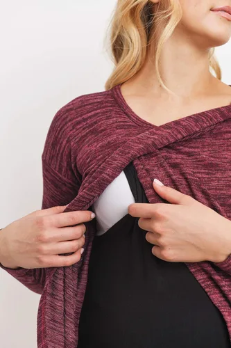 Vista 7 de HELLO MIZ Vestido túnica de maternidad de enfermería de punto de manga larga para mujer