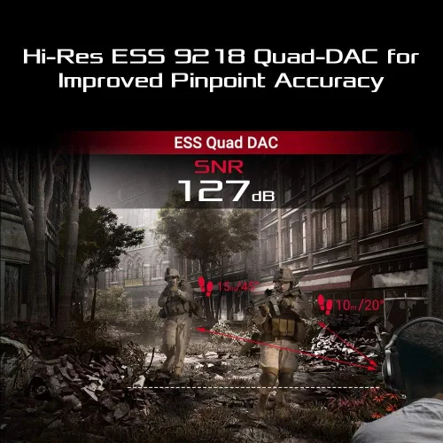Vista 3 de ASUS Auriculares RGB ROG Delta Hi-Res ESS Quad-DAC, efecto de iluminación circular RBG Conector USB-C para PC, consolas y juegos móviles