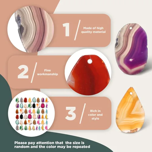 Vista 4 de Nuenen 50 piezas de rebanadas de cristales de ágata a granel pulidos, rebanadas irregulares para mesa de luz, cristales curativos, piedras de geoda