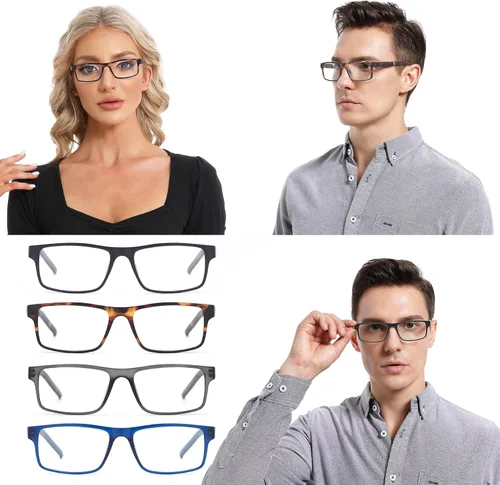 Vista 3 de Reading Glasses for Men Women, Spring Hinge Readers Glasses, Blue Light Blocking Lens Eyeglasses SR20523