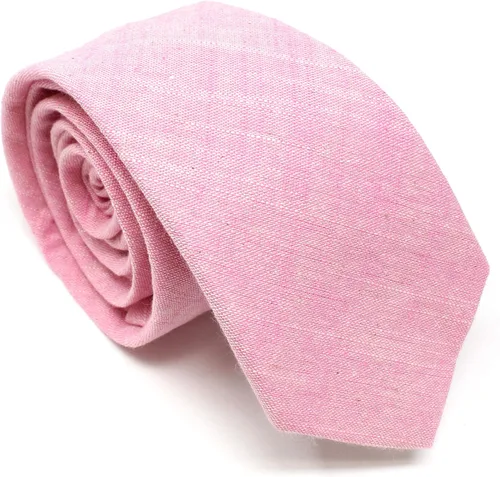 Vista 95 de Corbata delgada de algodón cambray para hombre, estilo desgastado texturizado - 2 1/2 pulgadas de ancho