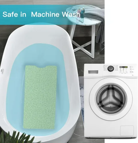 Vista 6 de Tapete de bañera antideslizante de PVC suave con drenaje para bañera de 40 x 16 pulgadas (beige amarillo)