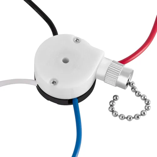 Vista 8 de Interruptor de ventilador de techo con 4 cables preinstalados de 3 velocidades y 4 cables, ZE-208s Zing Ear E89885, cadena de tracción