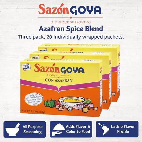 Vista 4 de Condimento Goya Sazón con Azafrán, 3.52 onzas (paquete de 3)