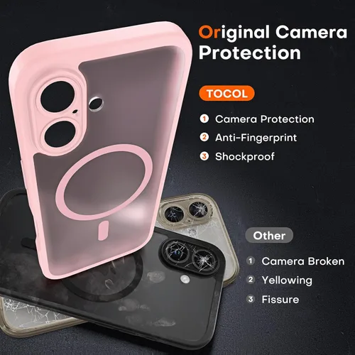 Vista 840 de TOCOL Funda para iPhone 11, compatible con Magsafe, protección completa de cámara, imanes integrados, protección contra caídas, funda translúcida