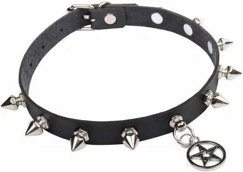 Vista 5 de TIDOO Goth Black Choker Collar Necklace Cute Leather Chokers Sexy Butterfly Moth Pendant Chocker Punk Spiked Choker Lolita Maid Cat Set for Women