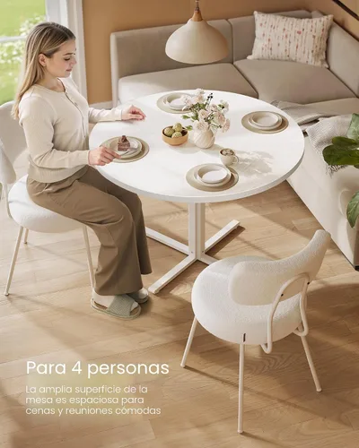 Vista 5 de VASAGLE Juego de mesa de comedor, mesa de comedor redonda con 2 sillas de cocina tapizadas, para espacios pequeños, cocina, sala de estar, marco