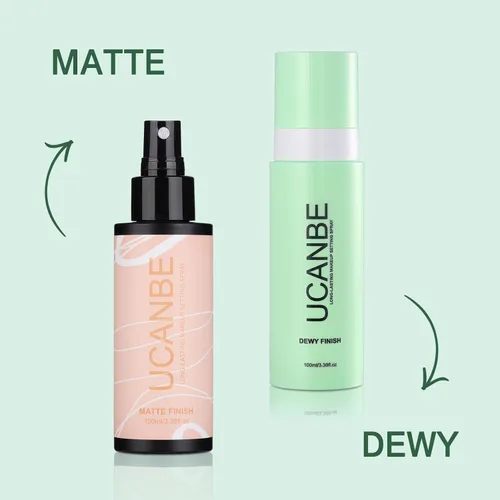 Vista 7 de UCANBE Spray fijador de maquillaje, acabado húmedo de larga duración, maquillaje en aerosol hidratante, bruma facial de secado rápido para brillo